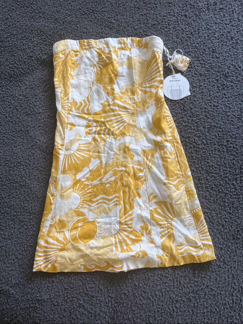 NWT Yellow & White Strapless Sundress